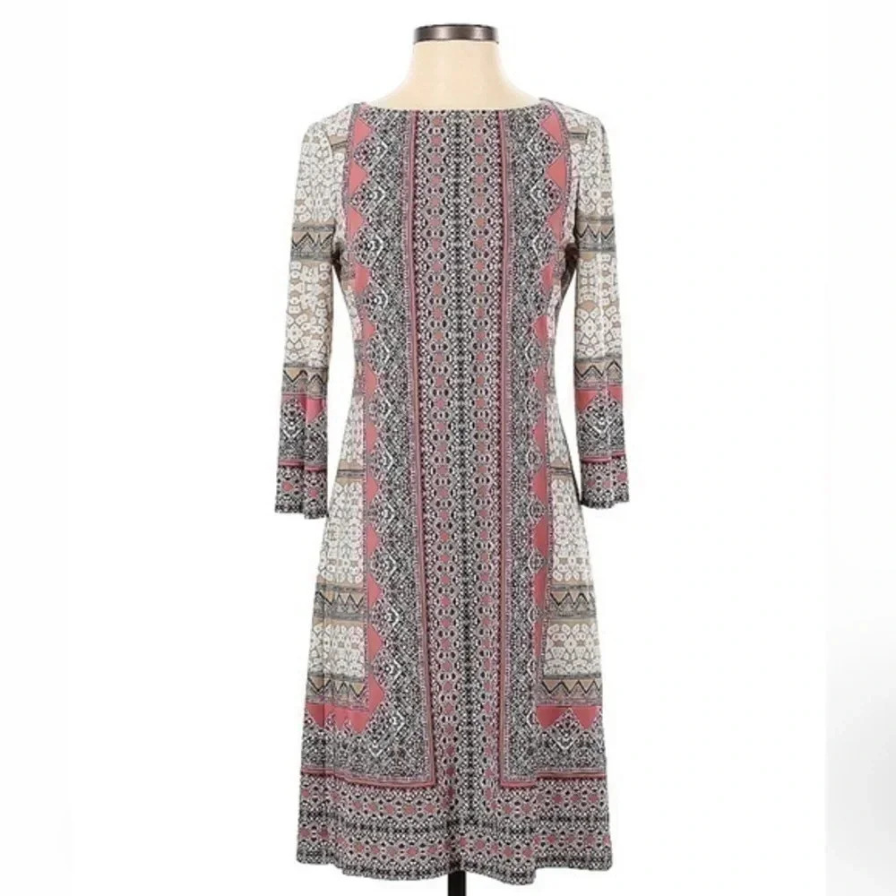 London Times | A-Line Bohemian Aztec Boho Print Dress Size 4 Small S